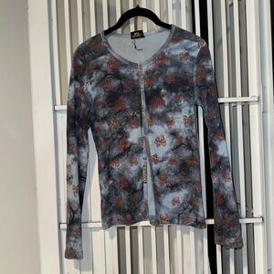 Ozone Community Women’s Tie dye cotton snap button cardigan Japanese vintage